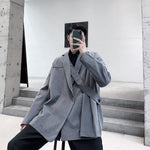 A Pleated Flouncy Blazer With Irregular Straps