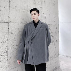 A Pleated Flouncy Blazer With Irregular Straps