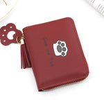 Small Wallets Handbag Card-Holder Coin-Purses Money Zipper Female Super Cat Cute Paw