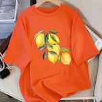 Creative Lemon Pattern T-Shirts Female Casual Soft Tops Fash