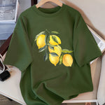 Creative Lemon Pattern T-Shirts Female Casual Soft Tops Fash