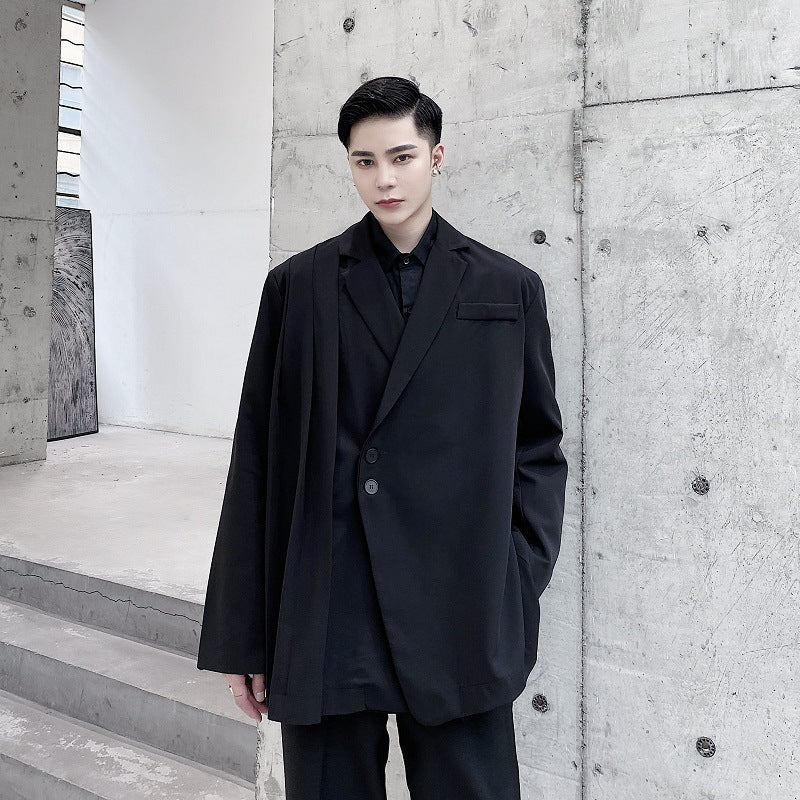 A Pleated Flouncy Blazer With Irregular Straps