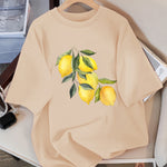 Creative Lemon Pattern T-Shirts Female Casual Soft Tops Fash
