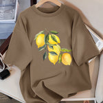 Creative Lemon Pattern T-Shirts Female Casual Soft Tops Fash