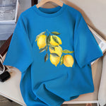 Creative Lemon Pattern T-Shirts Female Casual Soft Tops Fash