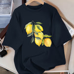 Creative Lemon Pattern T-Shirts Female Casual Soft Tops Fash