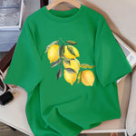 Creative Lemon Pattern T-Shirts Female Casual Soft Tops Fash