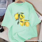 Creative Lemon Pattern T-Shirts Female Casual Soft Tops Fash