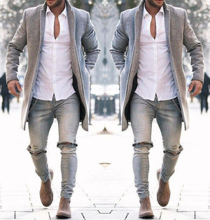 Men's trench coat long autumn and winter coats