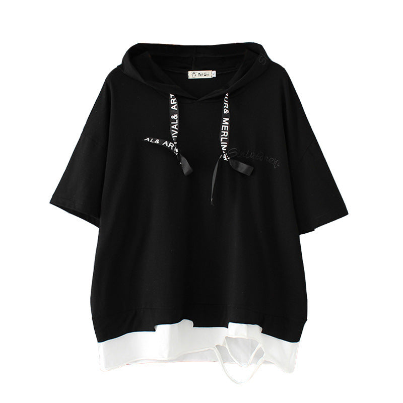 Loose Casual Short-sleeved Embroidered Fake Two T-shirts