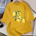 Creative Lemon Pattern T-Shirts Female Casual Soft Tops Fash