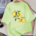 Creative Lemon Pattern T-Shirts Female Casual Soft Tops Fash