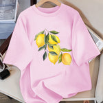 Creative Lemon Pattern T-Shirts Female Casual Soft Tops Fash