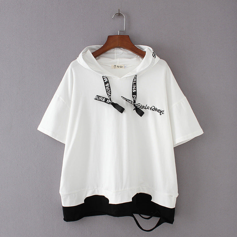 Loose Casual Short-sleeved Embroidered Fake Two T-shirts