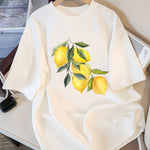 Creative Lemon Pattern T-Shirts Female Casual Soft Tops Fash