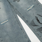 Graffiti Printing Ripped Jeans For Men