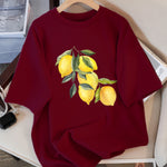 Creative Lemon Pattern T-Shirts Female Casual Soft Tops Fash