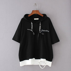 Loose Casual Short-sleeved Embroidered Fake Two T-shirts