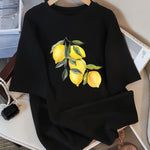 Creative Lemon Pattern T-Shirts Female Casual Soft Tops Fash